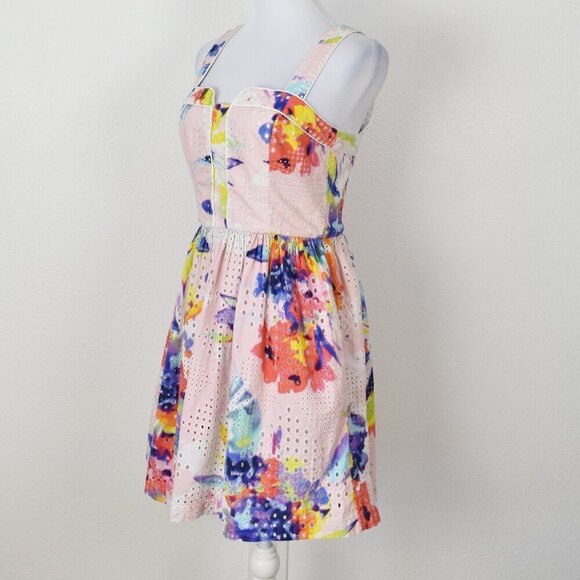 Trina Turk Elin Eyelet Fit and Flare Dress - 6 - Picture 7 of 9